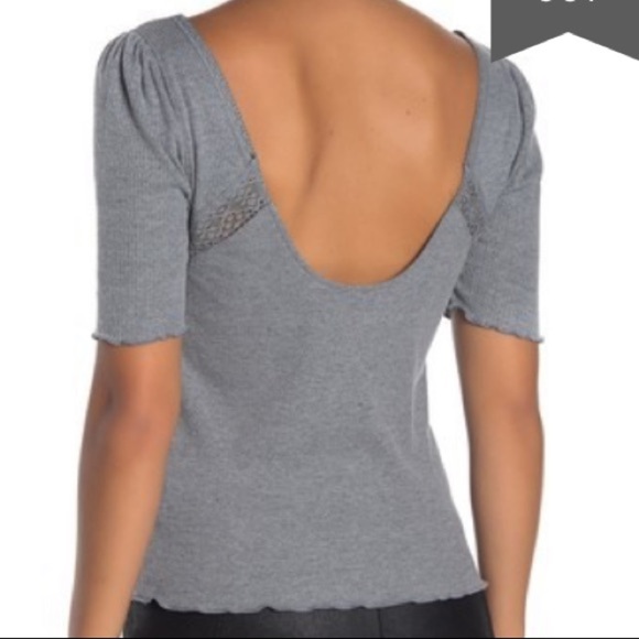 FREE PEOPLE GRAY COTTON KNIT TOP - Picture 3 of 6